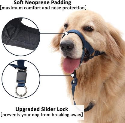 Barkless dog head halter training tool side profile