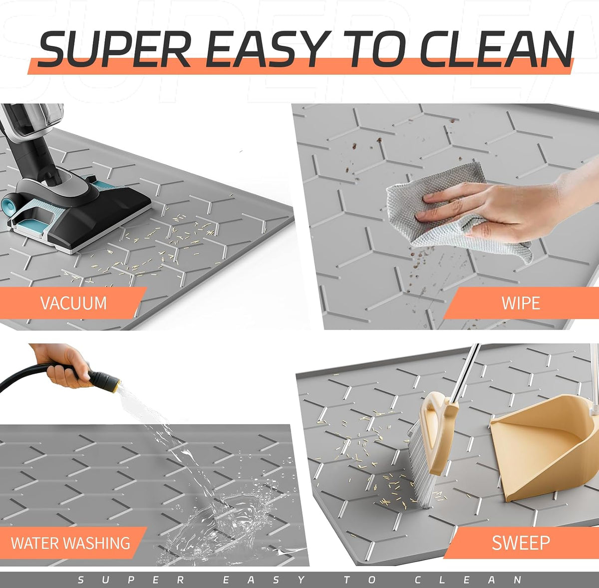 Soft and flexible grey silicone pet mat by Bulkniu showing paw-friendly textured surface.