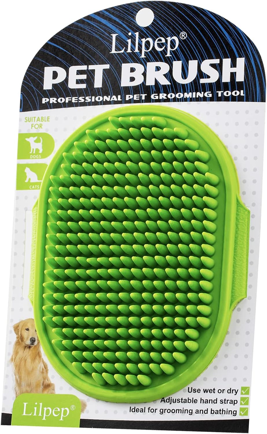 Dog Grooming Brush, Lilpep Pet Shampoo Bath Brush Soothing Massage Rubber Comb with Adjustable Ring Handle for Long Short Haired Dogs and Cats (Blue+Green, pack of 2) - Image 9