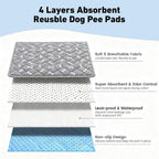 Puppy sitting on grey bone pattern washable training pad