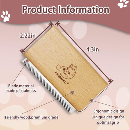 Professional cat grooming comb close up showing the precision engineered metal teeth removing loose undercoat fur.