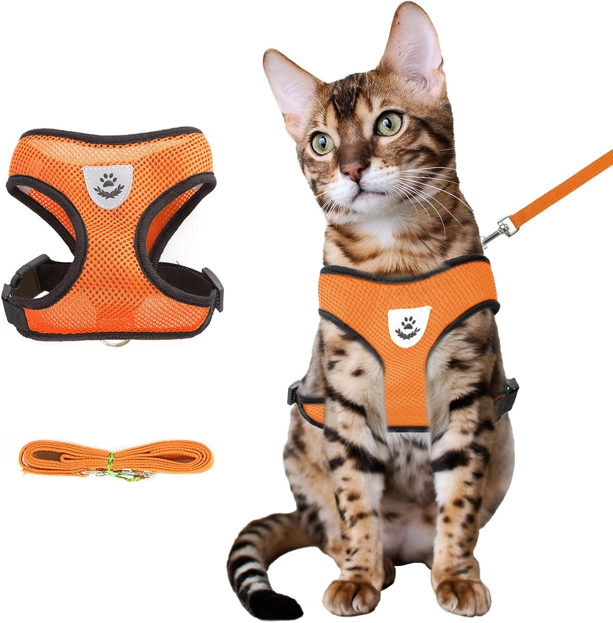 shudyear Summer cat Chest Harness and Leash, Anti-Escape Adjustable Soft mesh cat Leash and Chest Harness Set for All Types of Cats cat Vests (Size S,Black) - Image 12