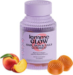 Lemme Glow Collagen Gummies for Thick Hair, Strong Nails & Healthy Skin with Multi-Collagen Peptides, Biotin, Trace Minerals, Zinc, Vitamins A, C & E, Dairy & Gluten Free, Peach Flavor, 60 ct. - Image 1