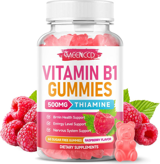 MEENCCD Vitamin B1 Gummies front view bottle for thiamine supplement energy support