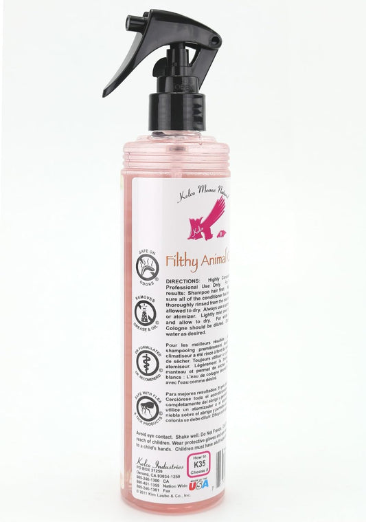 Kelco all natural pet cologne spray bottle with woodsy fresh tree oil scent details