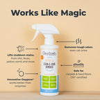 Non toxic pet safe floor cleaner spray being applied to hardwood flooring.