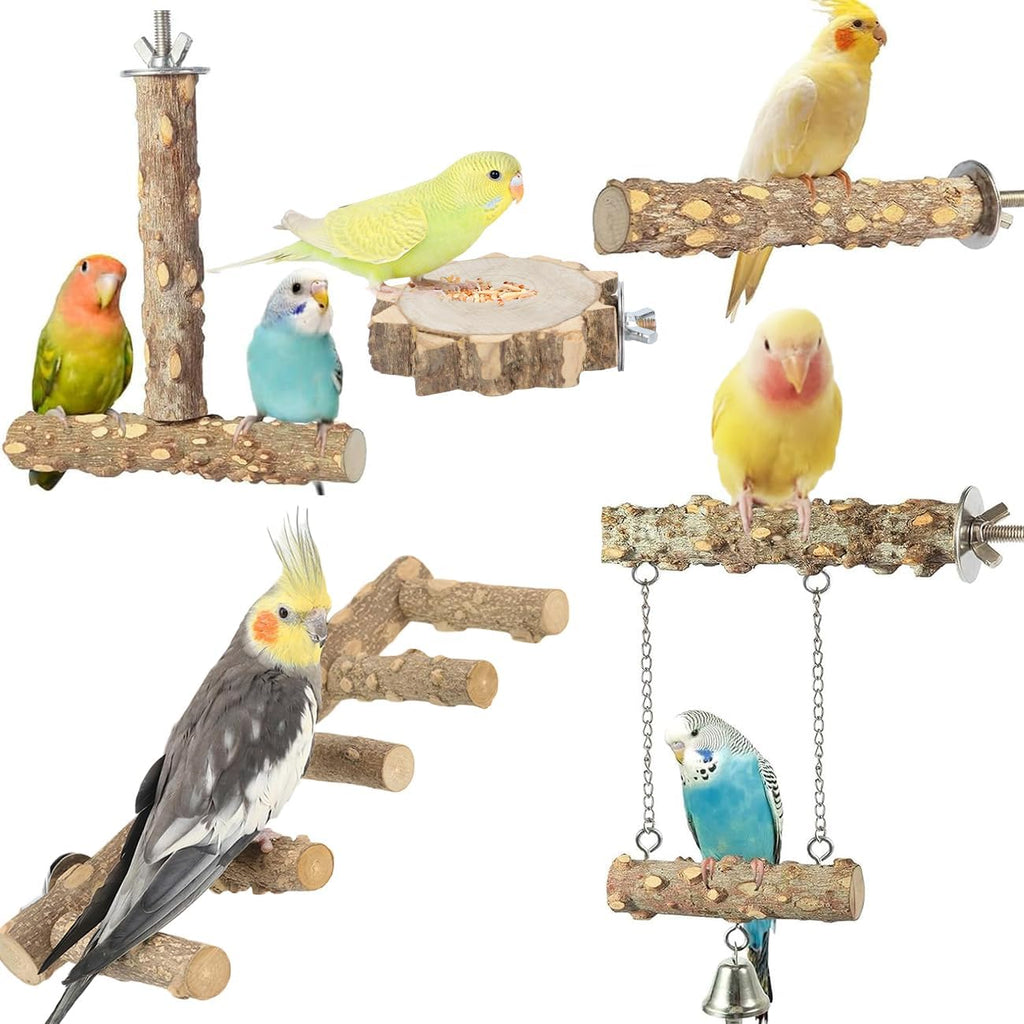 Bird Parrot Ladder Perch for Cage, Nature Wooden Bird Bridge Exercise Stands Parrot Climbing Chewing Toys for Small Animal - Image 9