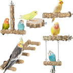 Bird Parrot Ladder Perch for Cage, Nature Wooden Bird Bridge Exercise Stands Parrot Climbing Chewing Toys for Small Animal - Image 9
