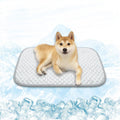 MICROCOSMOS pet cooling mat front view displaying the grey and white quilted texture for summer dog care.