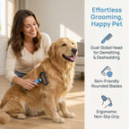 Blue dematting comb for cats and dogs side profile
