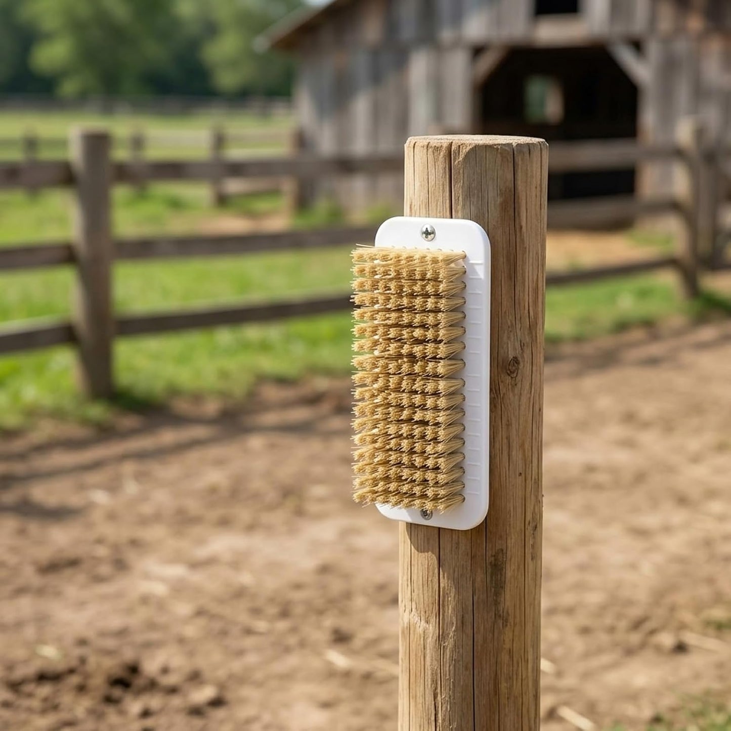 Multi purpose pet grooming brushes being used for cleaning and massaging.