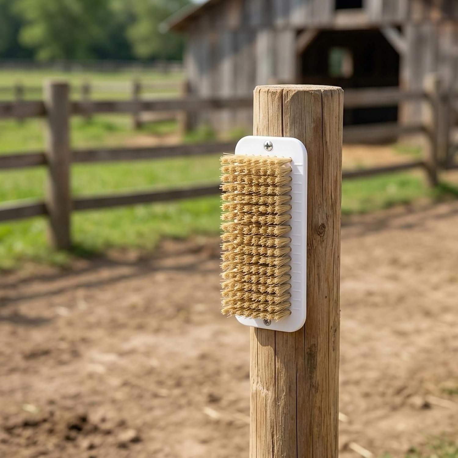 Multi purpose pet grooming brushes being used for cleaning and massaging.