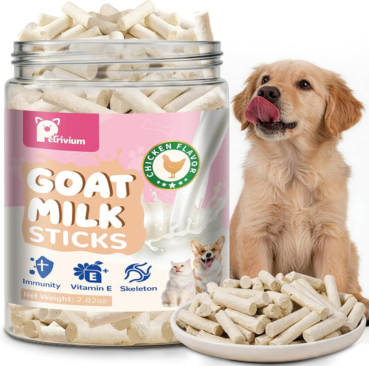Petrivium freeze dried goat milk and chicken sticks front view