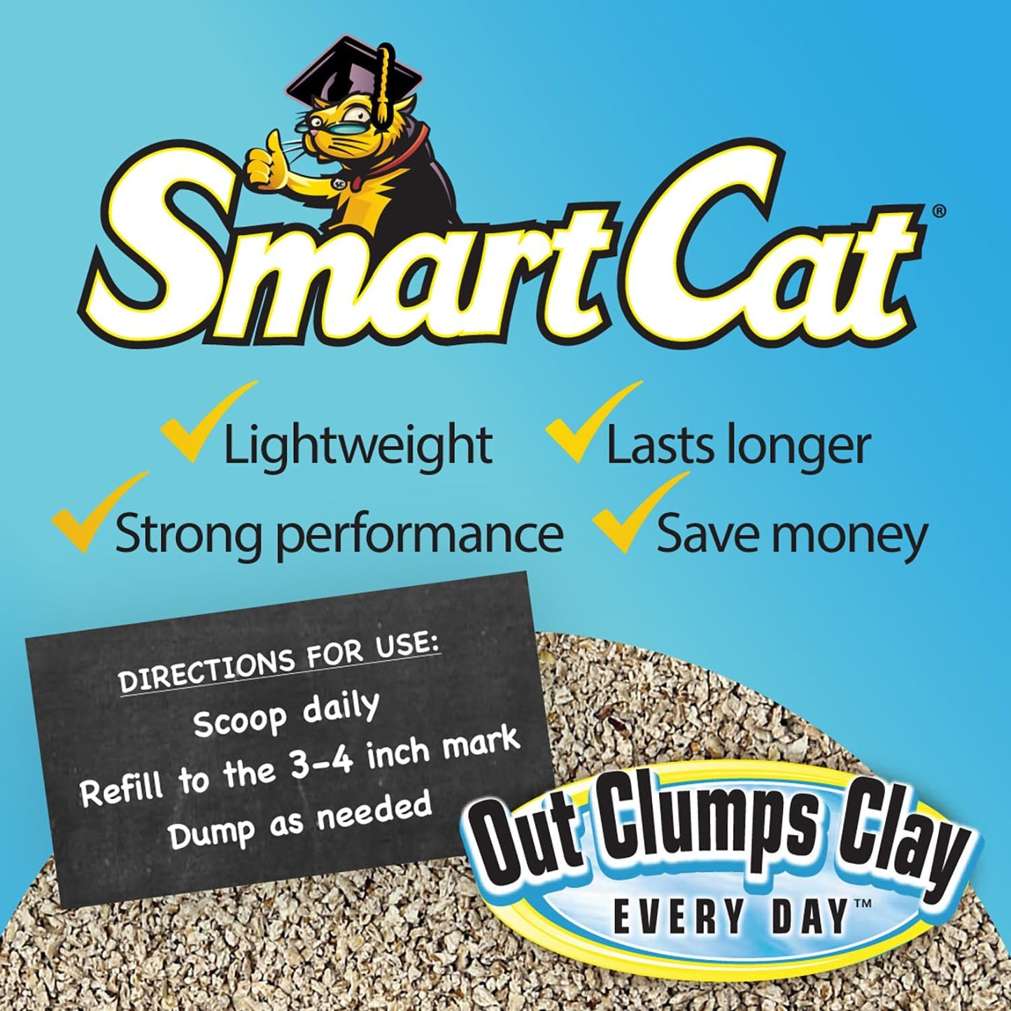 Back of SmartCat cat litter packaging showing usage directions