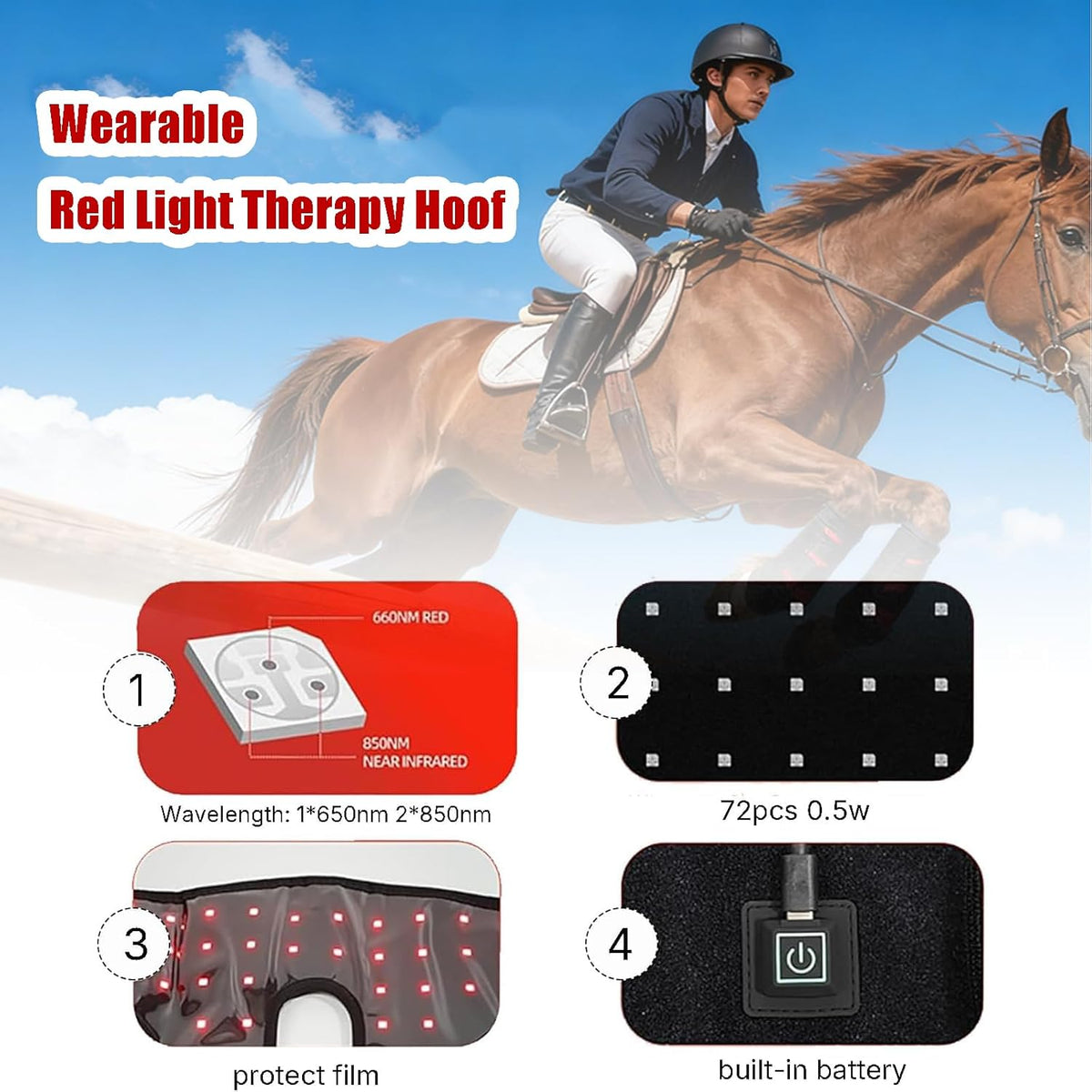 Lanoune equine recovery wrap secured on a horse in a stable