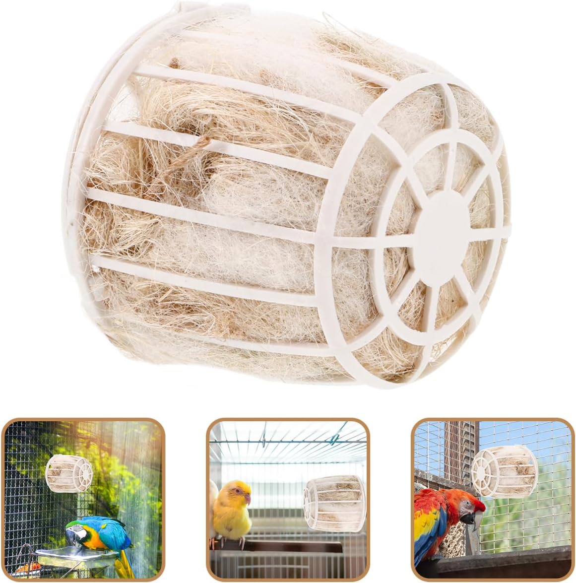 Close-up of organic cotton and jute bird bedding fibers