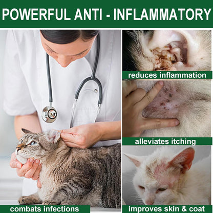 Herlosfeel Vistaxin 60ml dropper bottle targeting ear and paw inflammation in pets