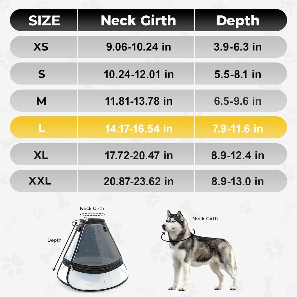 Adjustable depth Elizabethan collar for surgery recovery