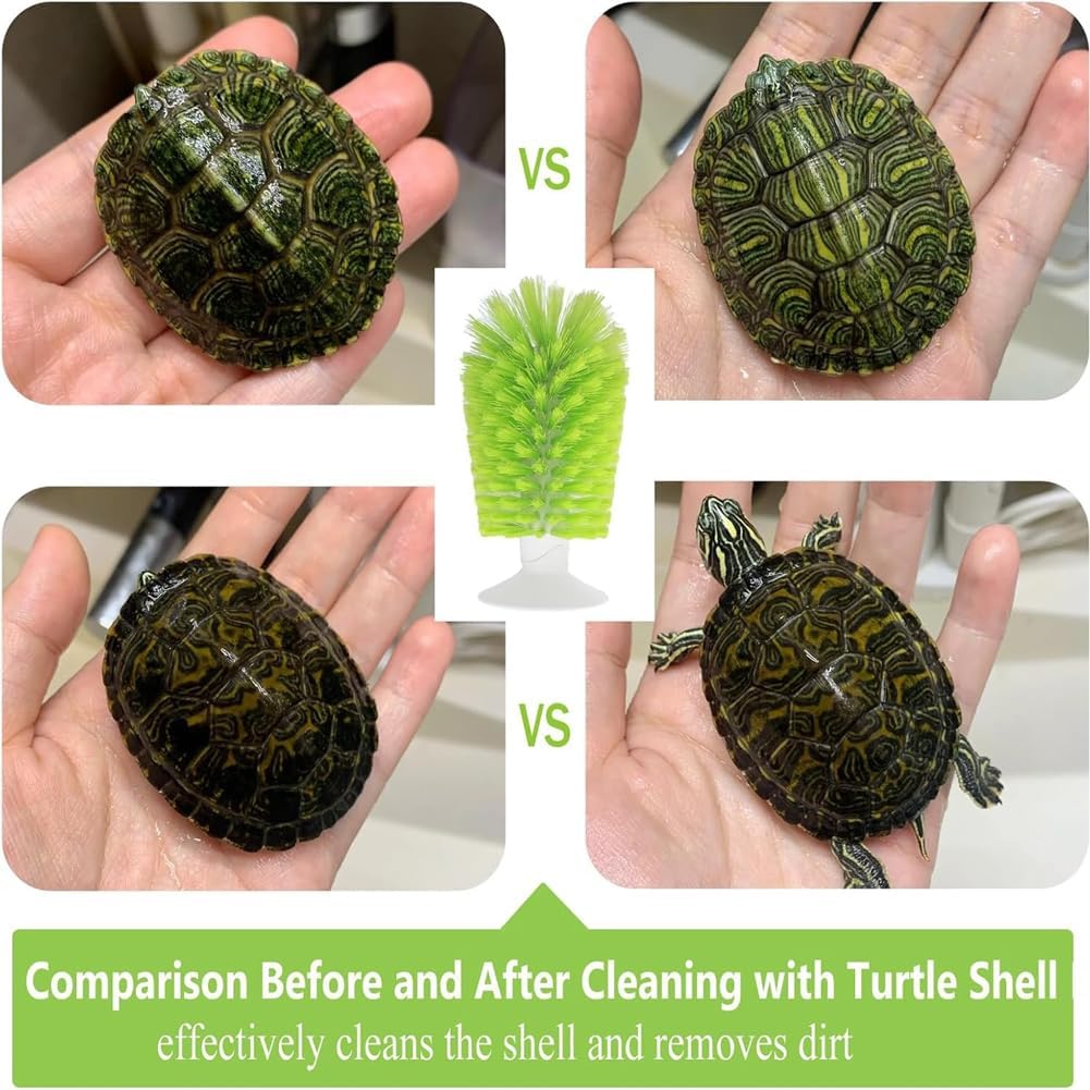 Forzena green turtle brush side view displaying ergonomic plastic base design.