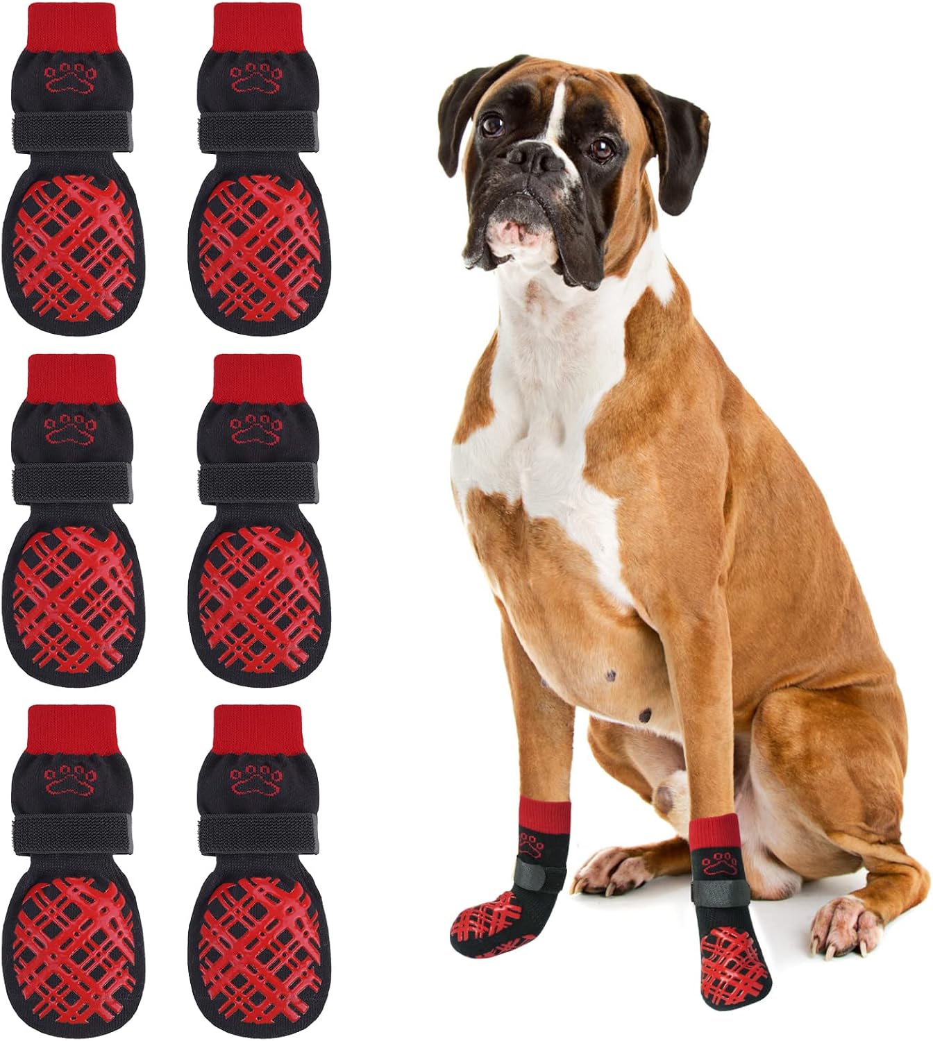 BEAUTYZOO Non Slip Dog Socks to Prevent Licking Paws, Dog Shoes Booties for Hardwood Floors Anti Slip-Thick Grip Works Even When Twisted-Paw Protector for Cold Pavement Small Medium Large Senior Dogs - Image 11