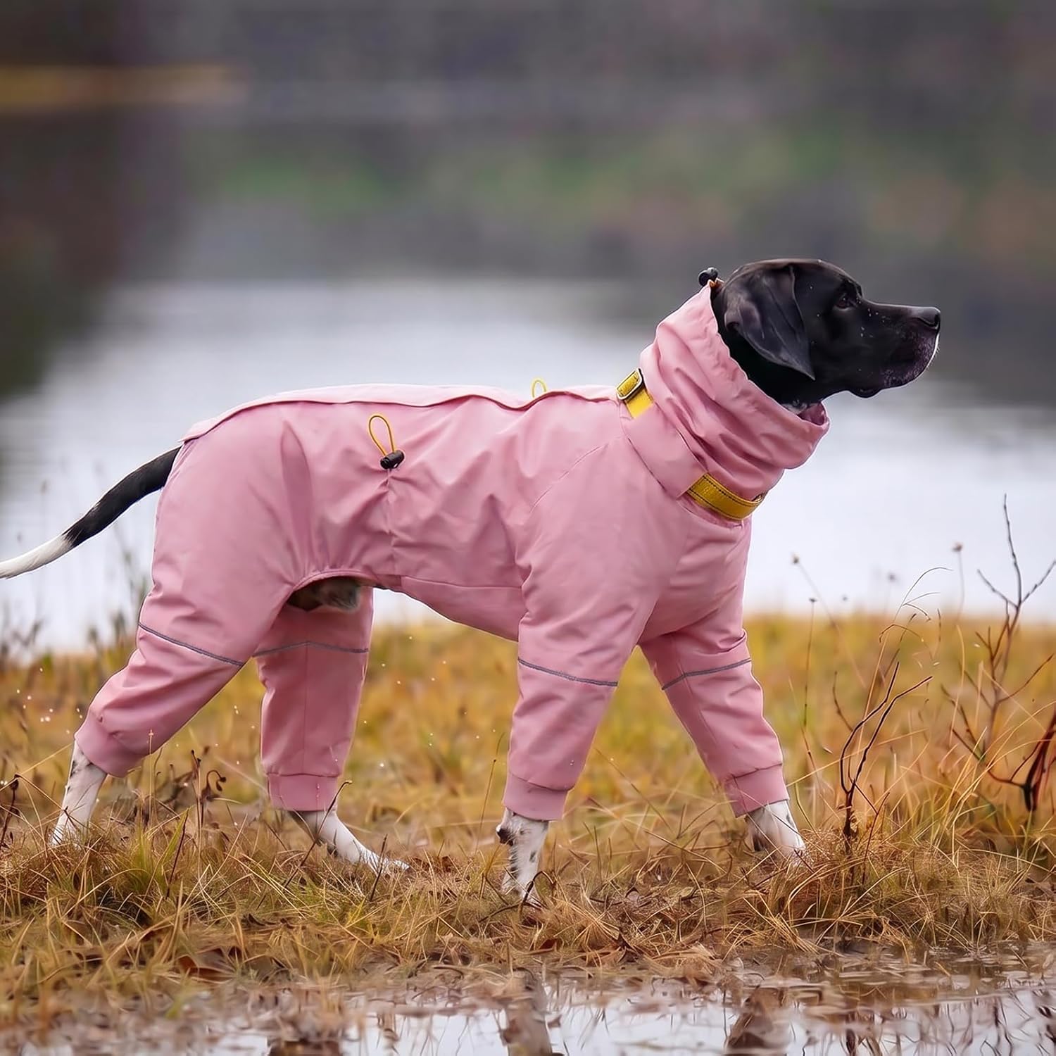 Kuoser extra large pink dog slicker poncho folded compactly