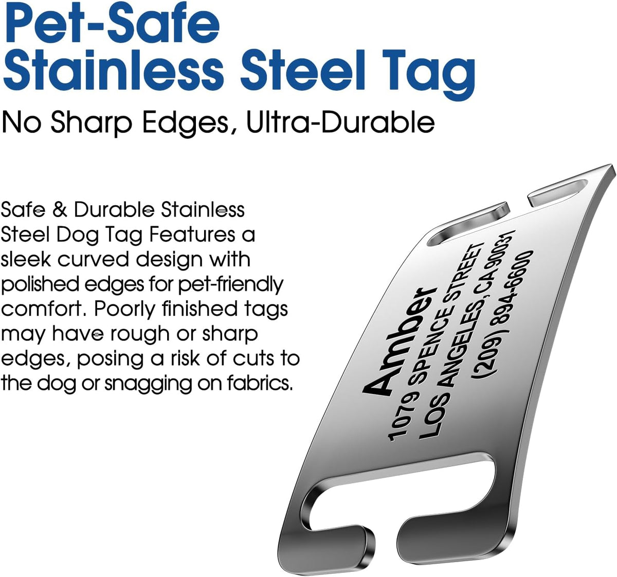 TechMark noise free personalized pet registration tag with smooth polished edges