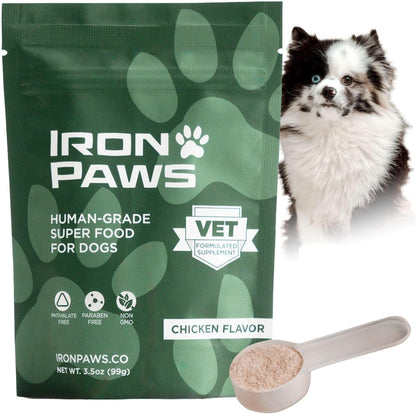 Iron Paws Human Grade Superfood for Dogs premium greens powder pouch front view