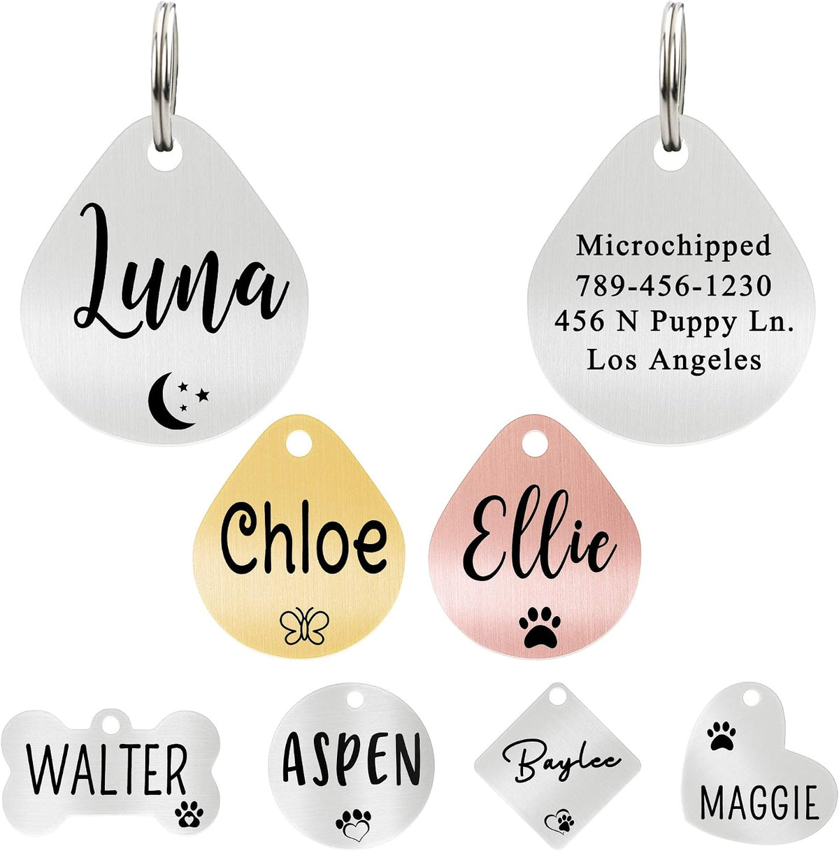 Ultra Joys Dog ID Tag, Custom Dog Tag Personalized Cat Tag, Pet ID Tag, Brushed Stainless Steel Heart Cat Tags Pet Tags Rose Gold Small - Image 14