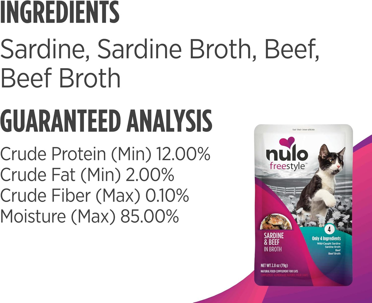 Assorted Nulo Freestyle wet cat food pouches lifestyle display