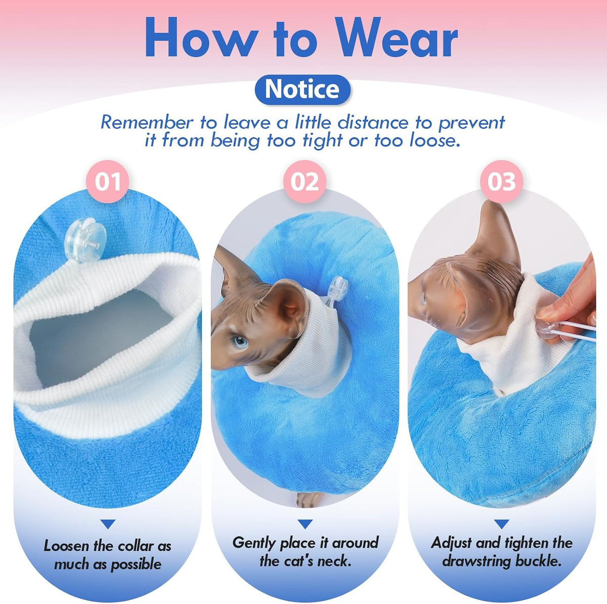 Soft protective pet recovery cone in blue color for small kittens