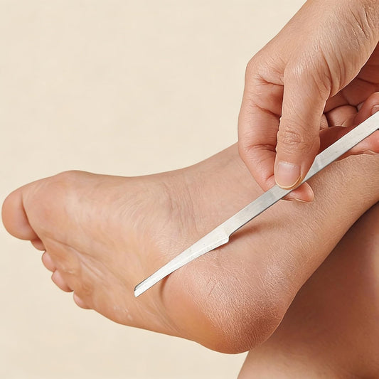 WHC stainless steel pedicure kit front view showing two durable foot files for professional callus removal.
