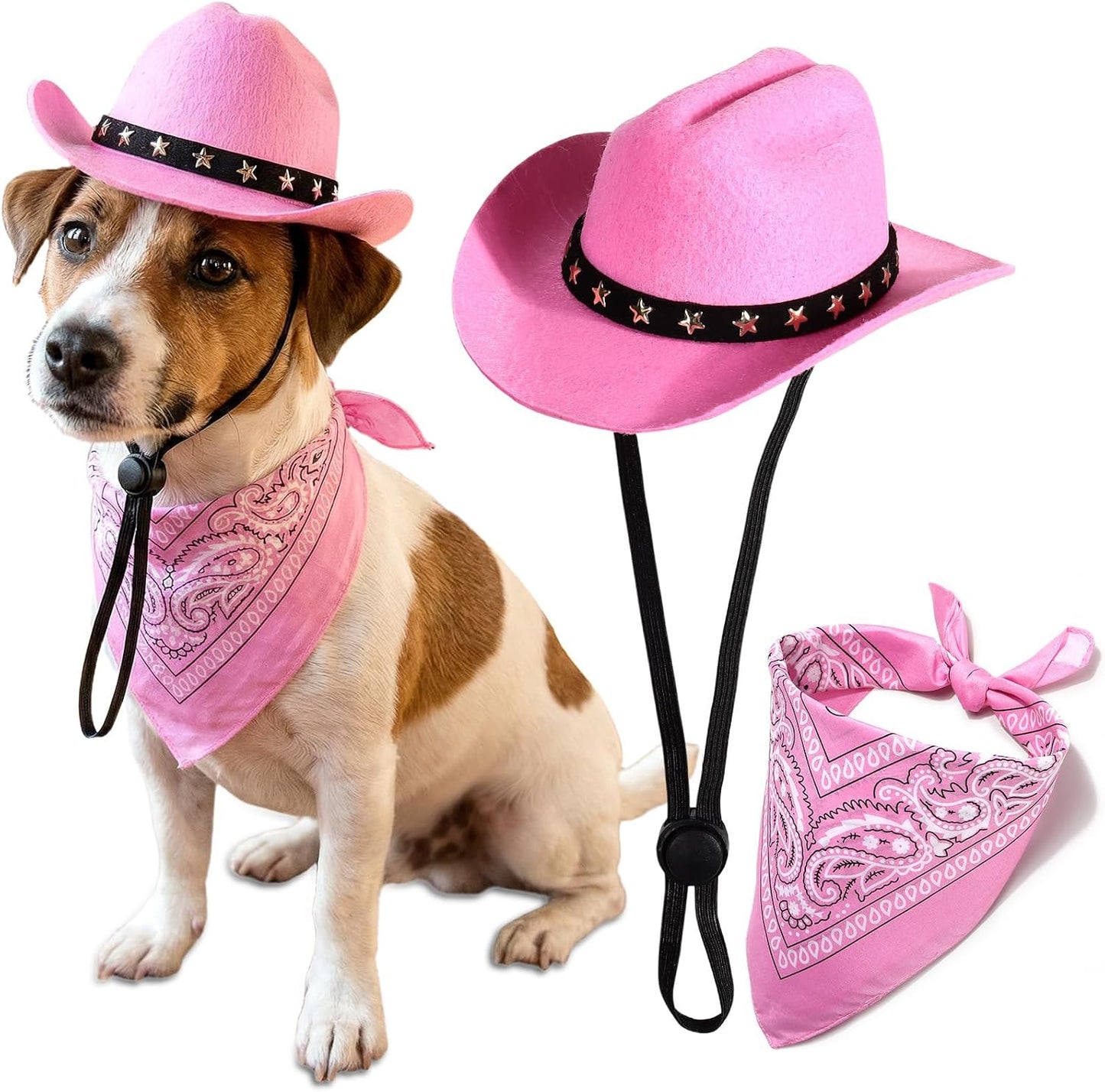 Pet Cowboy Costume, Dog Cowboy Hat with Bandana Scarf, Adjustable Cat Cowboy Hat for Party Cosplay Christmas, Halloween Cowboy Costumes for Small Pet Dogs Cats (Brown, Small) - Image 10
