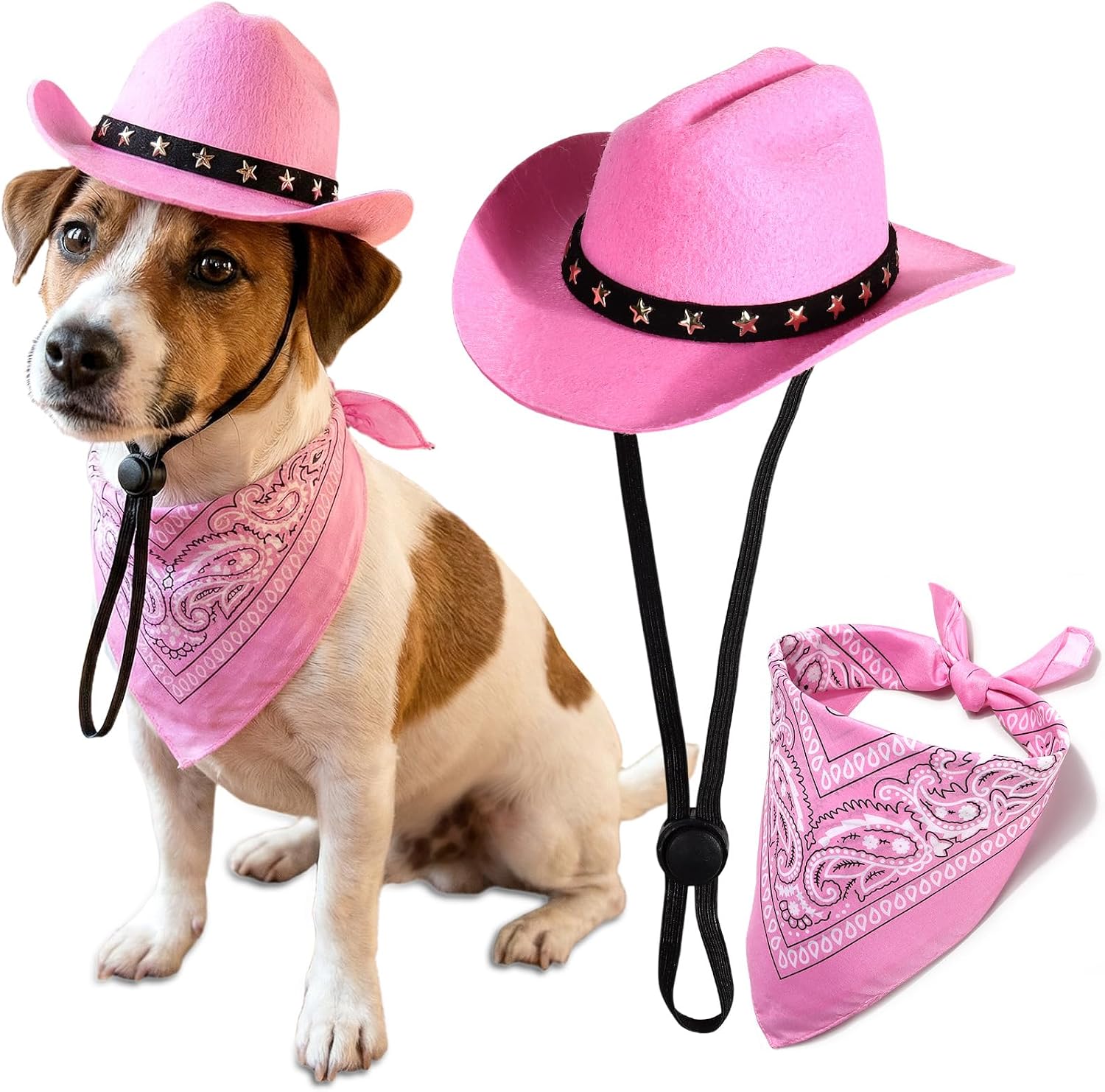 Pet Cowboy Costume, Dog Cowboy Hat with Bandana Scarf, Adjustable Cat Cowboy Hat for Party Cosplay Christmas, Halloween Cowboy Costumes for Small Pet Dogs Cats (Brown, Small) - Image 10
