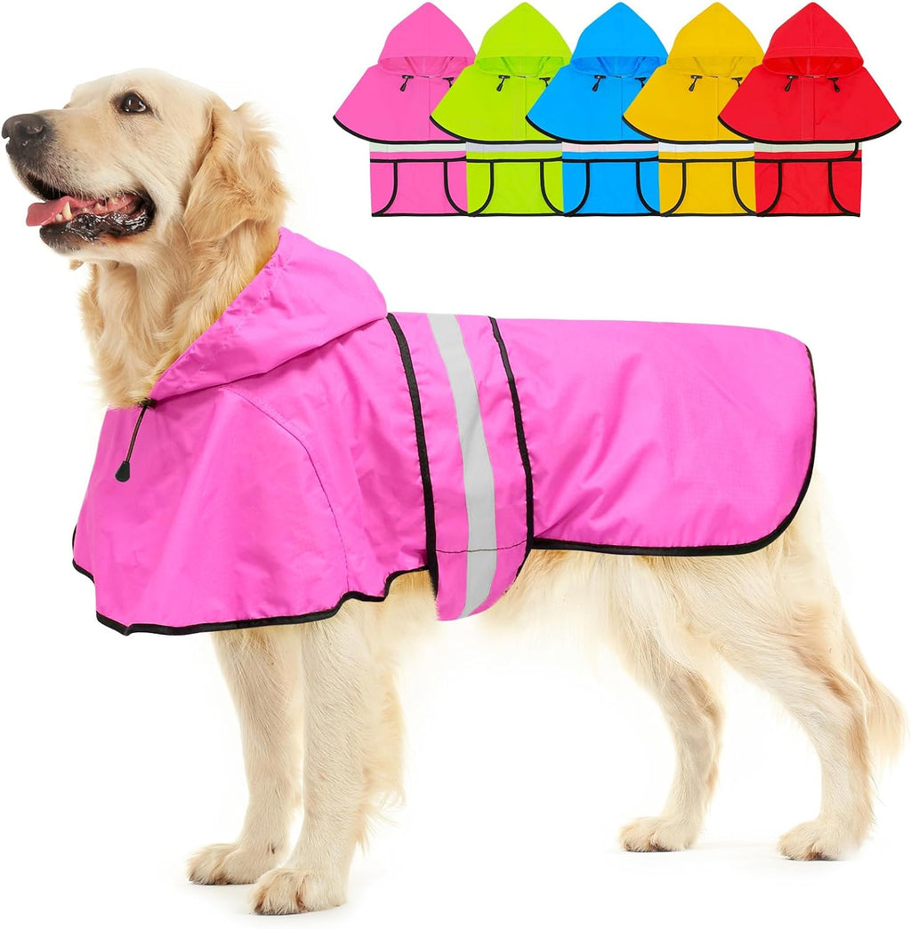 Fashion Hooded Dog Raincoat - Reflective Doggy Rain Jacket Lightweight Waterproof Dog Raincoats for Medium Dogs (Medium, Blue) - Image 10