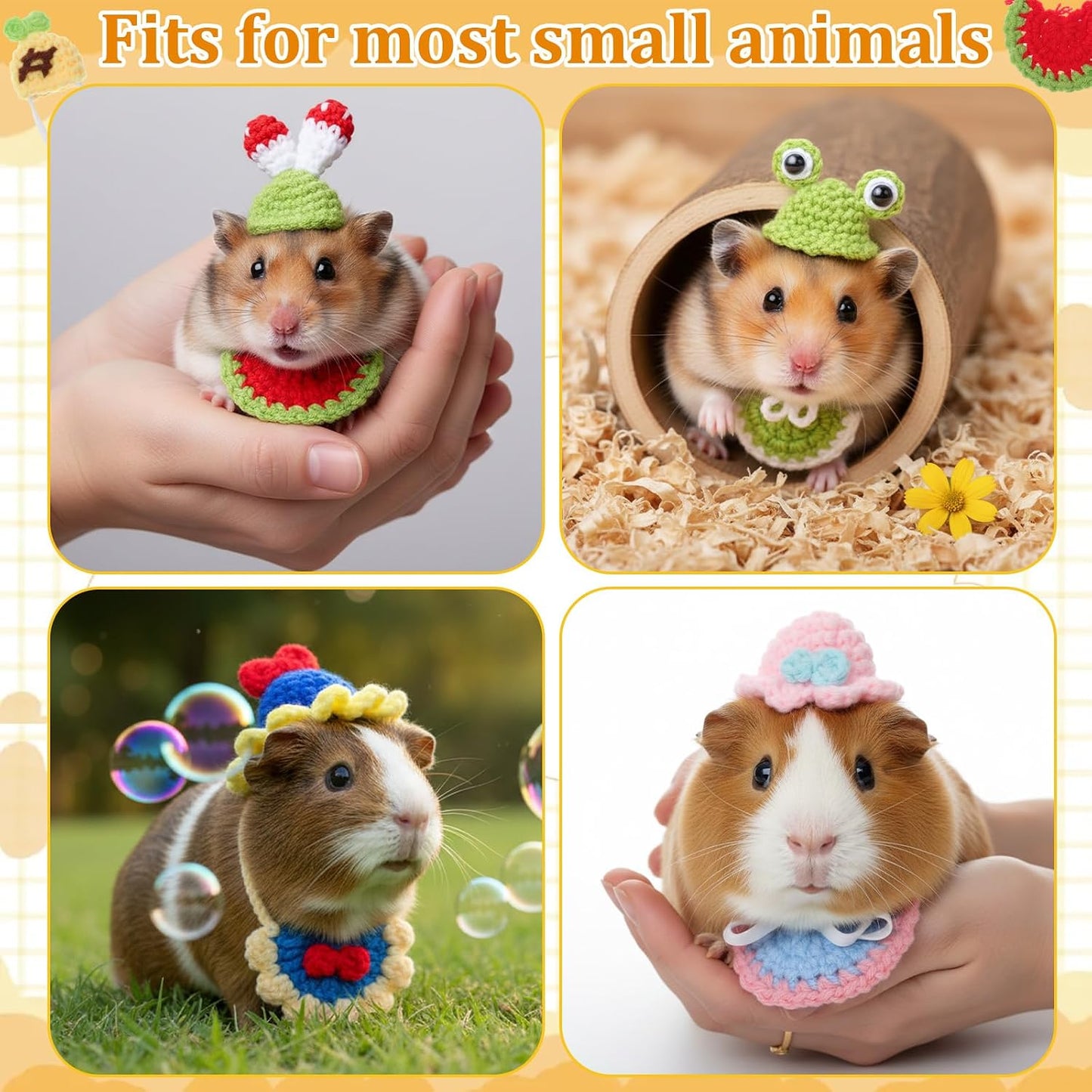 Durable hand-knitted wool textures of the Abbylike miniature hamster clothing set demonstrating soft material quality.