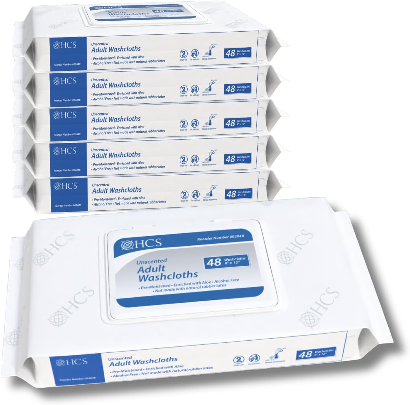 HCS Medical Solutions extra large adult wipes front view package for waterless bathing
