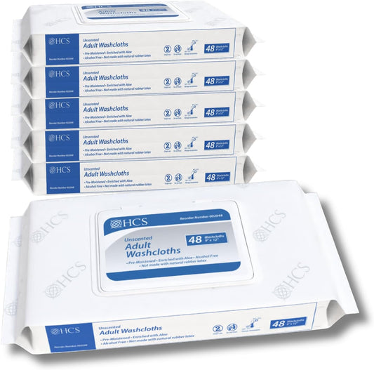HCS Medical Solutions extra large adult wipes front view package for waterless bathing