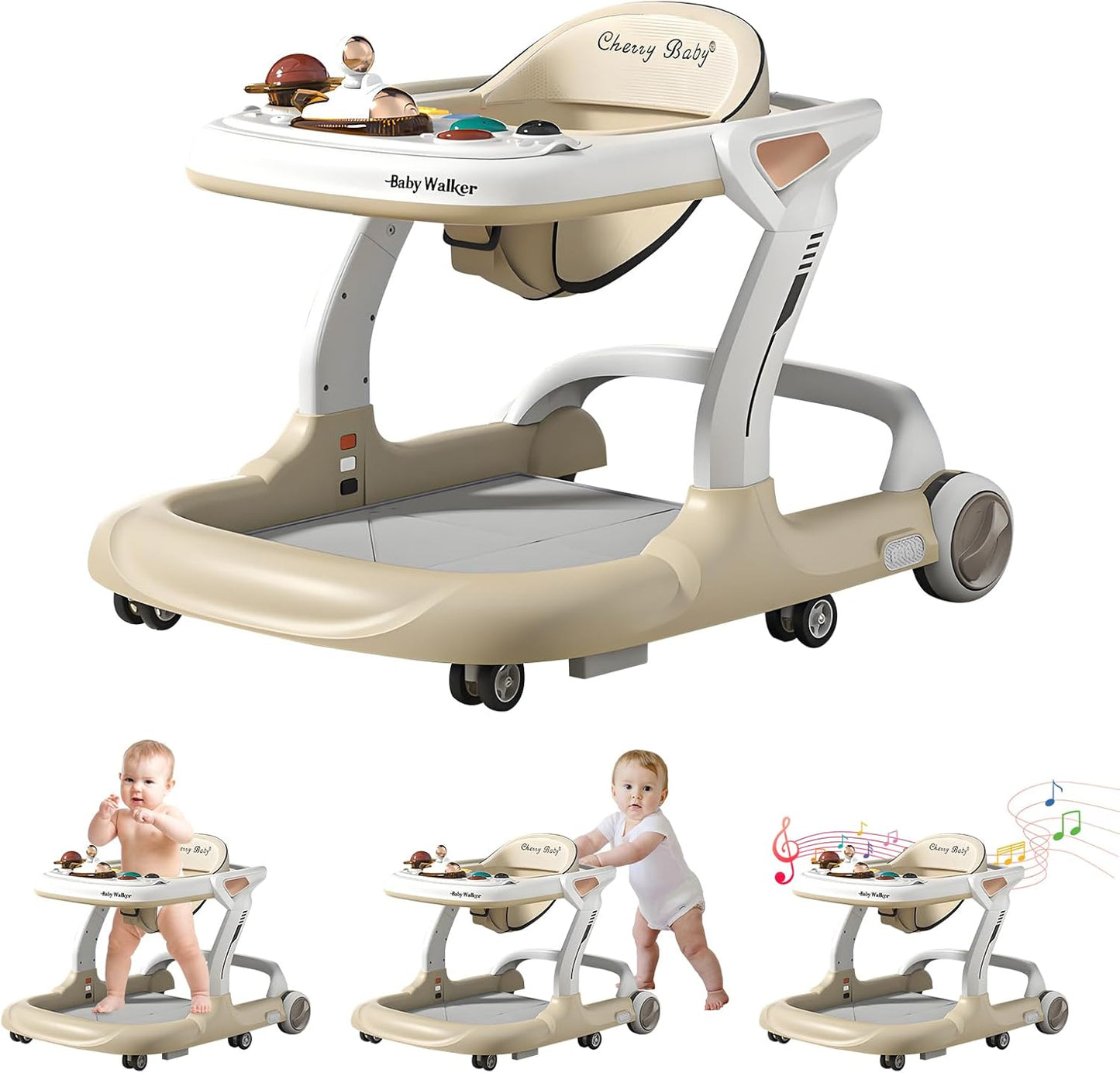 Qpwopngas baby walker with music and lights front view