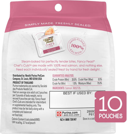 Purina Fancy Feast Purely Hand-Flaked Salmon Cat Treats, Real Fish, Tender Texture, 10 Count Pouch - Image 11