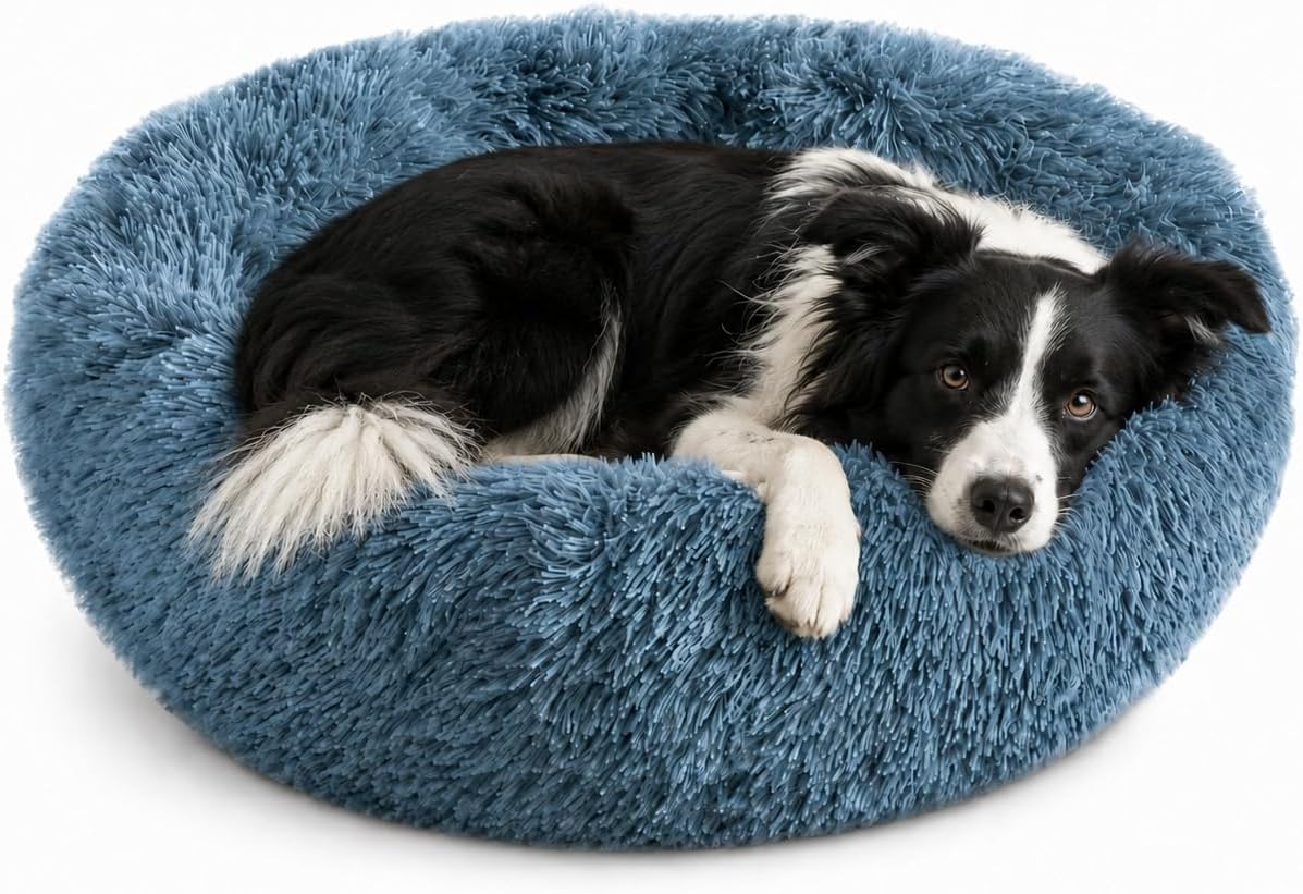 Whiskers & Friends Cat Beds for Indoor Cats, Fluffy Calming Donut Cat Bed, Small Dog Bed Washable - Orthopedic Soft Plush Pet Beds Sized for Kitten to Large Cats & Puppy to Small Dogs - Navy Grey 20'' - Image 9