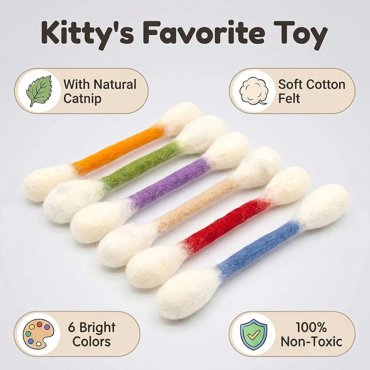 Heavenglow giant Q-tip shape teething chew sticks for kittens