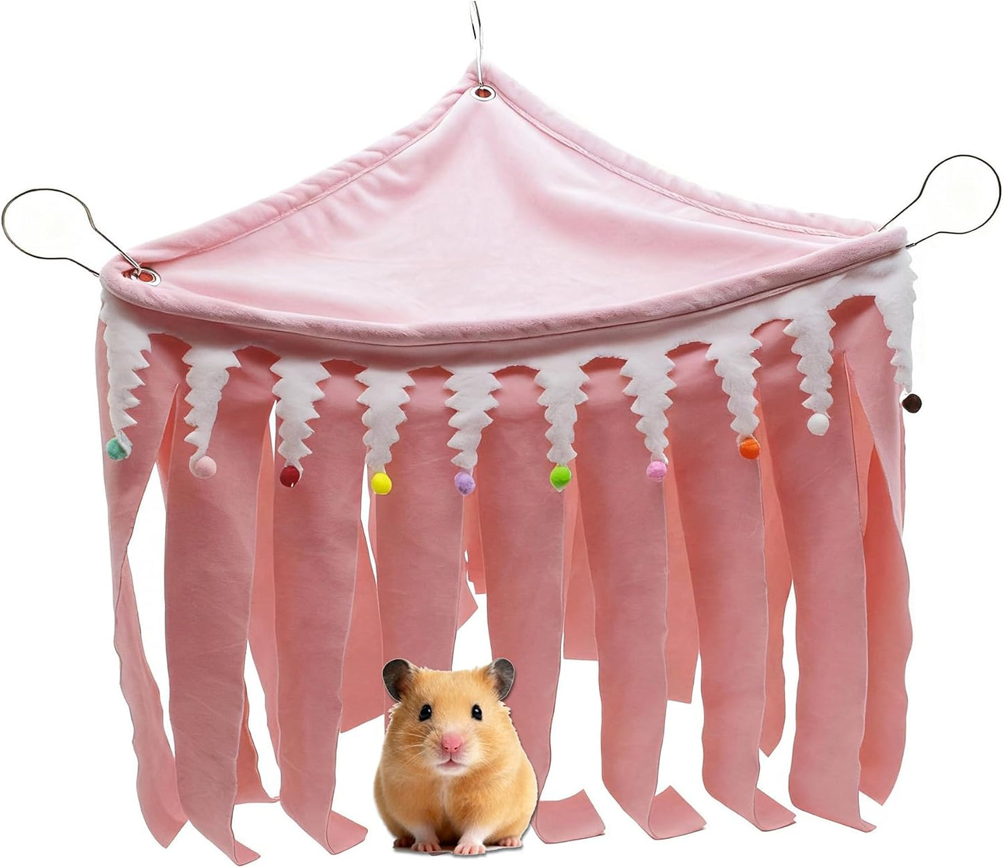 Guinea Pig Hideout,Pets Forest Cage Corner Hideout,Cage Accessories for Guinea Pig, Bunny, Chinchilla, Hamster, Rabbit and Other Small Pets, No Metal Fences (Pink,Medium) - Image 1