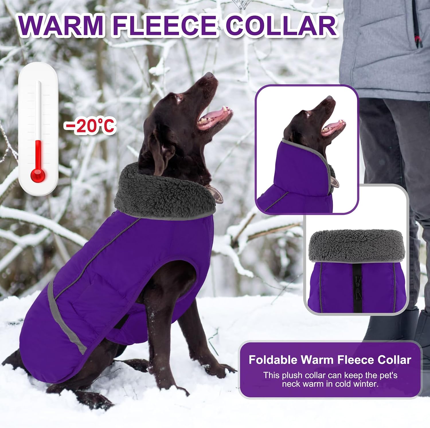Doglay reflective dog jacket side profile showing safety stripes