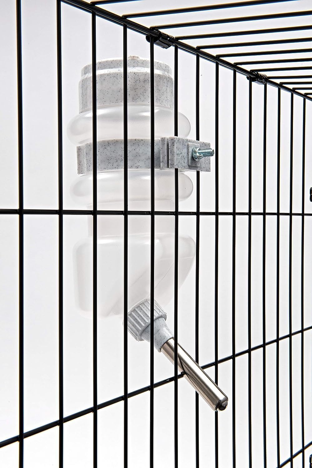 Premium rabbit and small dog crate water bottle container side view.