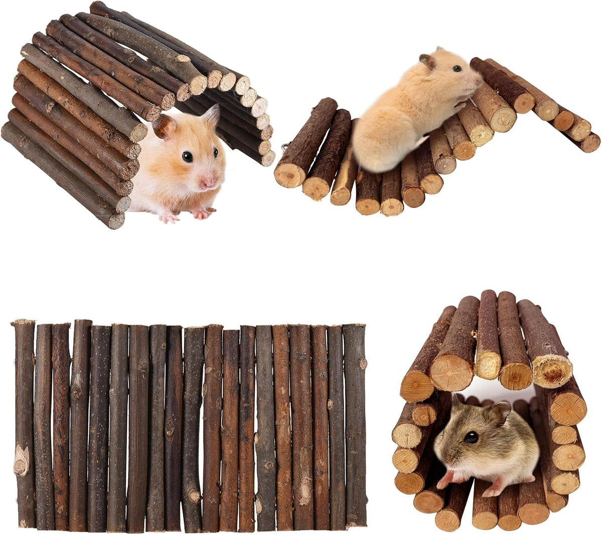 Hamiledyi Hamster Bridge Wood Hamster Climbing Ladder Rat Ladder Bridge Small Animals Cage Accessories for Dwarf Syrian Hamster Mice Gerbils Sugar Glider Rat (21.7x3.5IN) - Image 9