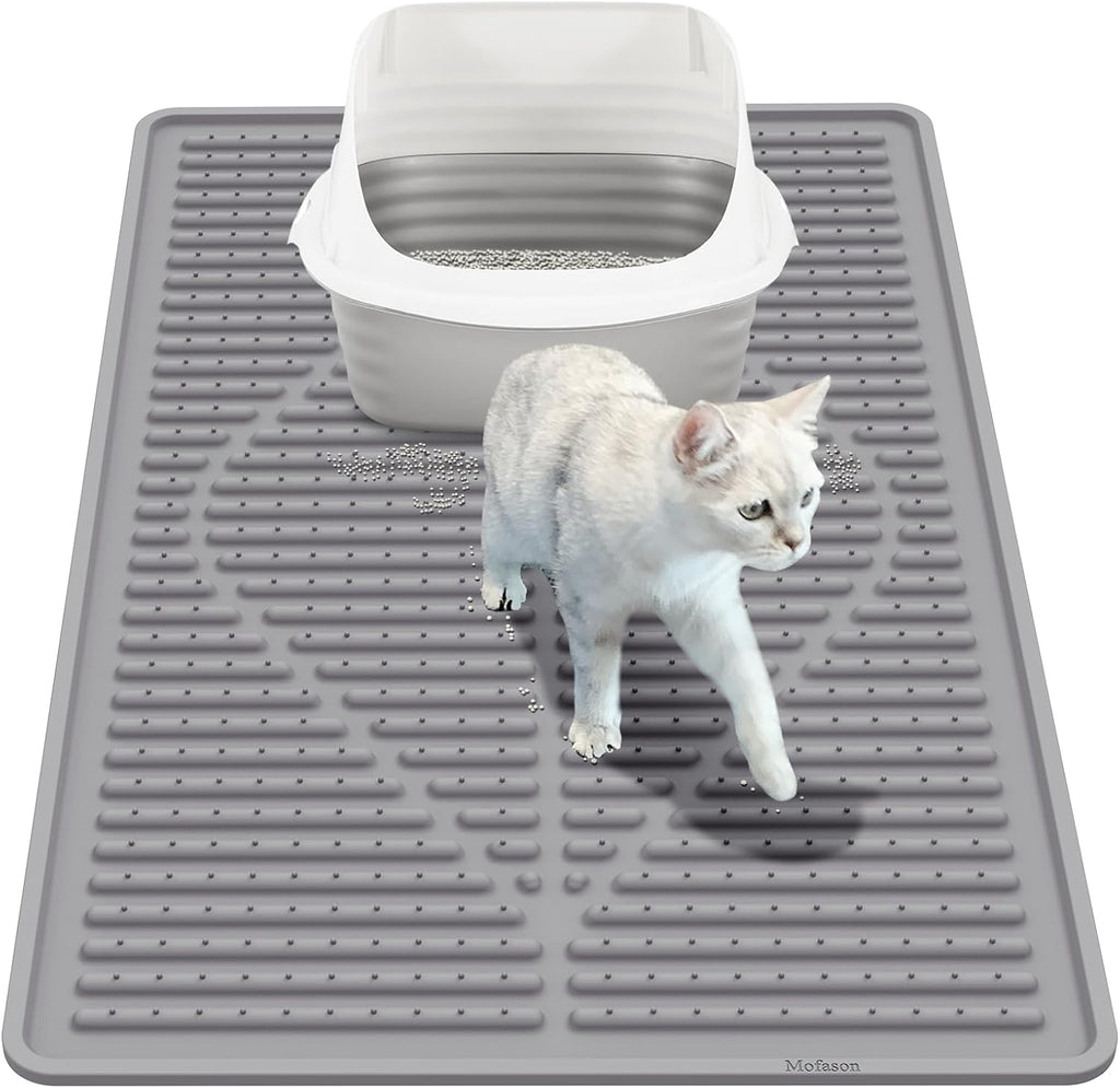 Mofason Cat Litter Mat XXL - Waterproof Kitty Litter Box mat for Floor - Extra Large Pet Trapping Litter Rug Pad - Silicone Cat Supplies & Accessories for Indoor Cats (38" x 25") -Grey - Image 12