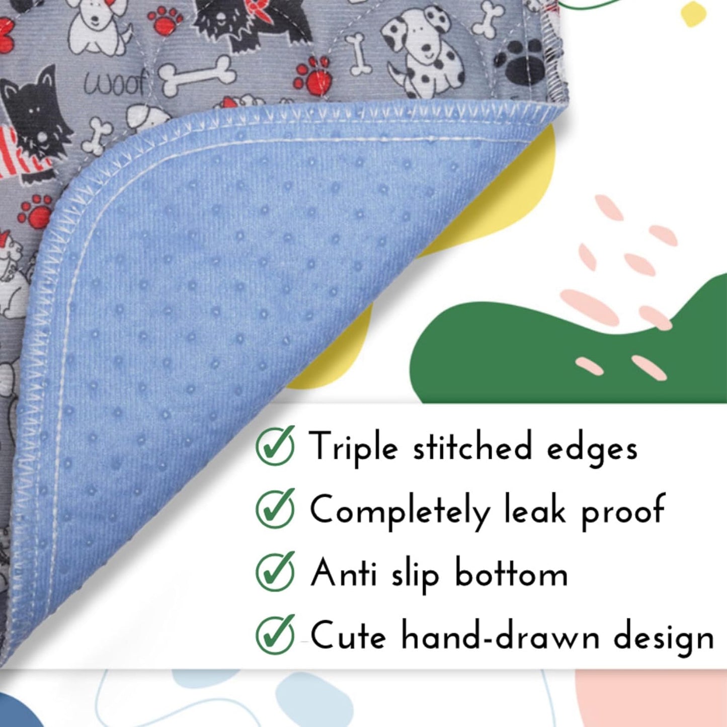 Gray quilted dog pee pads for indoor house training