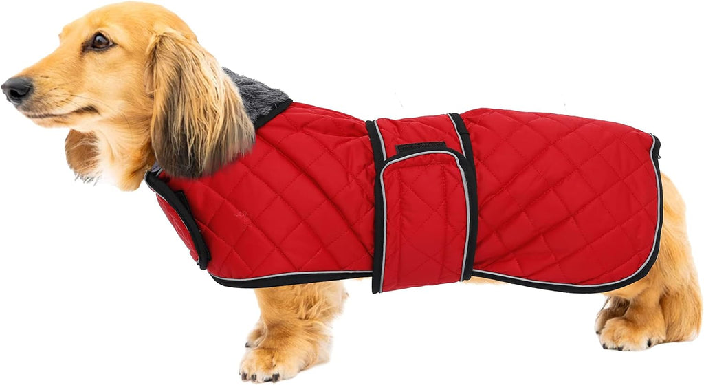 Warm Thermal Quilted Dachshund Coat, Dog Winter Coat with Warm Fleece Lining, Outdoor Dog Apparel with Adjustable Bands for Medium, Large Dog-Pink-M - Image 13