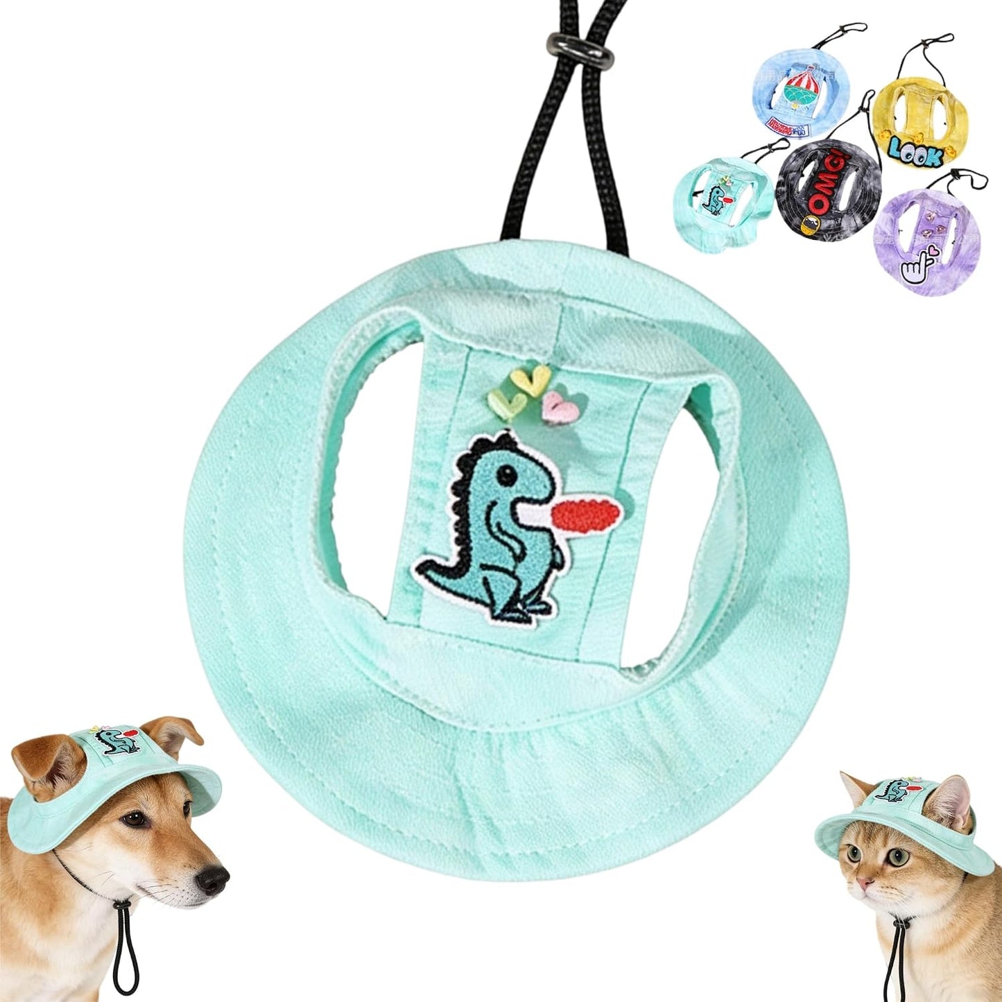 Dog Bucket hat,cat hat, Bucket hat for Dogs with Ear Holes, Bucket hat for Dogs,Hats for Cats,Cat Sun hat Keep Your Pets Sun-Protected, Cool, Stylish and Beautiful. (Pink, M) - Image 9