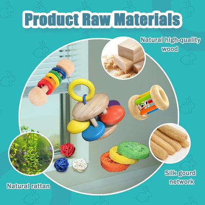 Polished wooden pet chew accessories for guinea pigs showing smooth edges